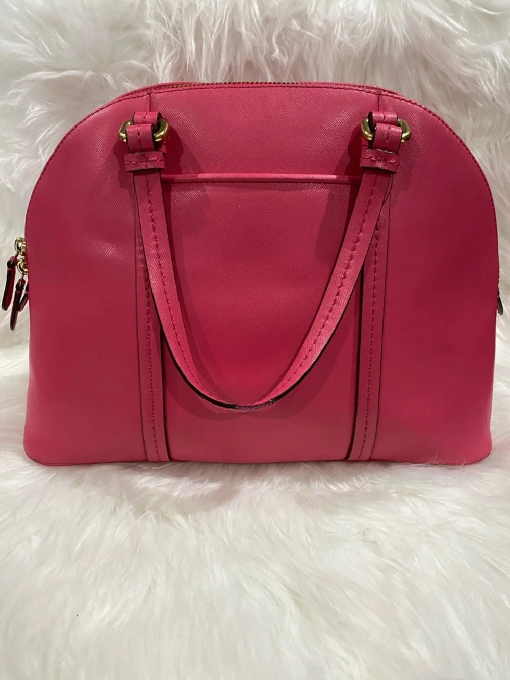 Coach Hot Pink Saffiano Dome Satchel - Picture 2 of 12